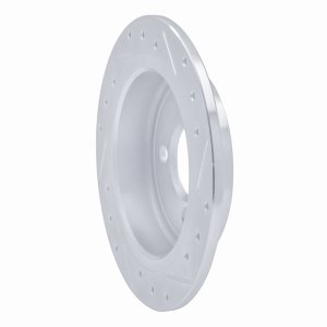 Mini Cooper Clubman Brake Rotor (1) - Rear Left - R1 Concepts - Drilled & Slotted - Silver - `02-`15